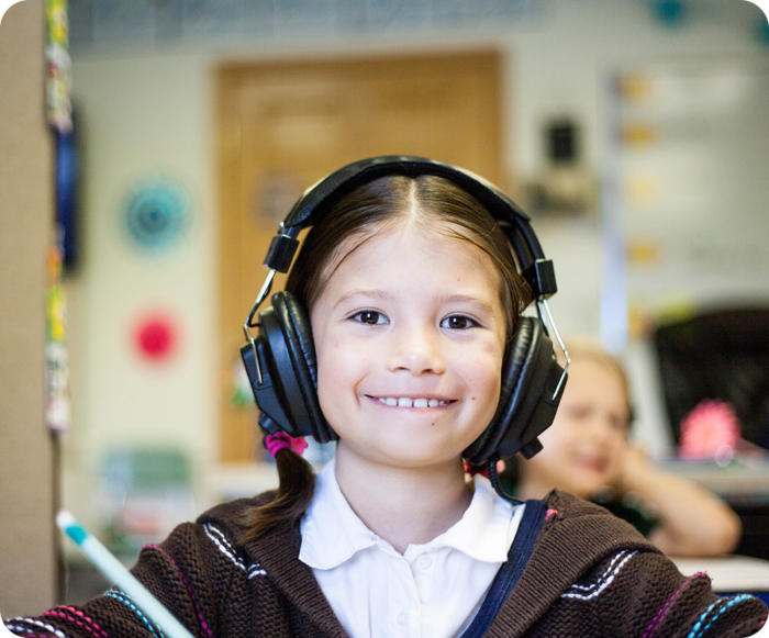 Smiling Girl with Headphones